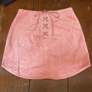 Pink Corduroy Mini Skirt